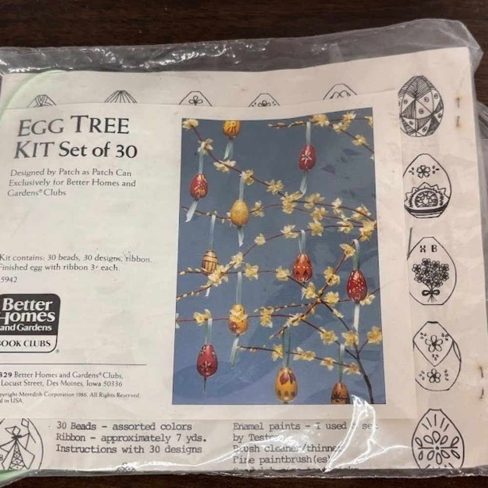 Vintage 1986 Better Homes and Gardens Egg Tree Kit 30 Wooden Beads Easter DIY